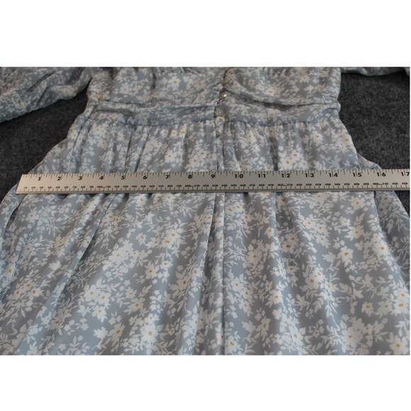 Altar'd State Blue White Floral Tiered Maxi Dress Puff Sleeve Cottagecore Medium - Picture 5 of 13